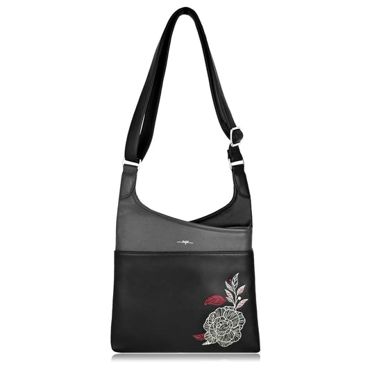 Begonia Crossbody Messenger - Black