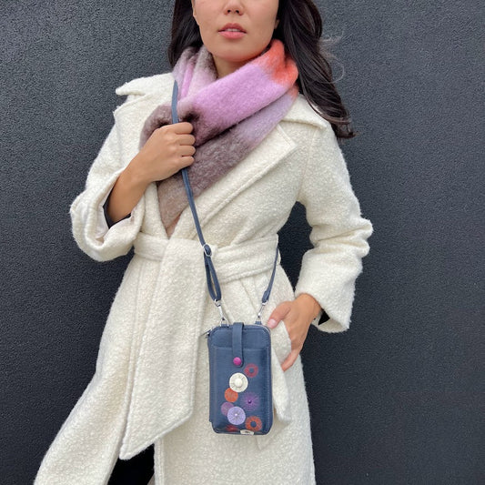 Floret Crossbody Smartphone Pouch Wallet - Blue