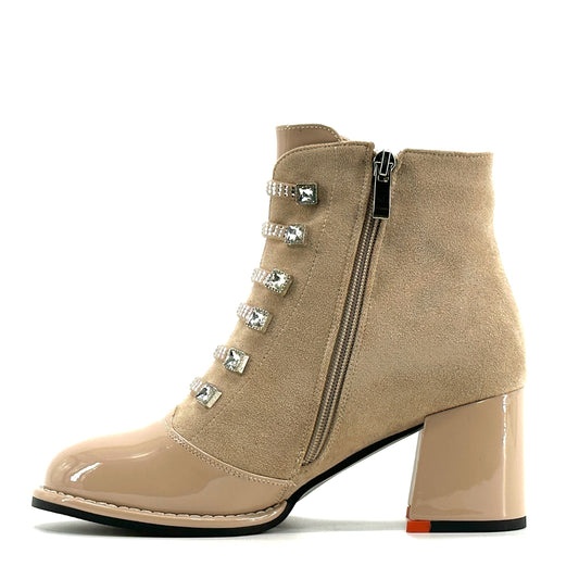 Jewel Vegan Suede Boot - Cream