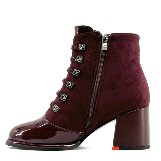 Jewel Vegan Suede Boot - Burgundy