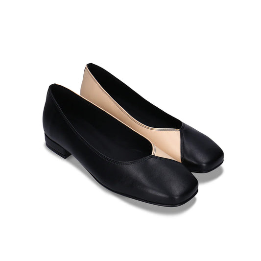 Pam AppleSkin Ballerina Flat - Black & Beige