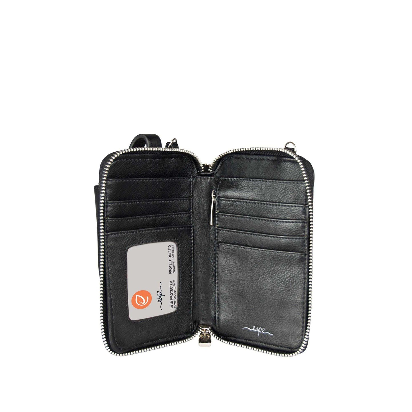 Floret Crossbody Smartphone Pouch Wallet - Black