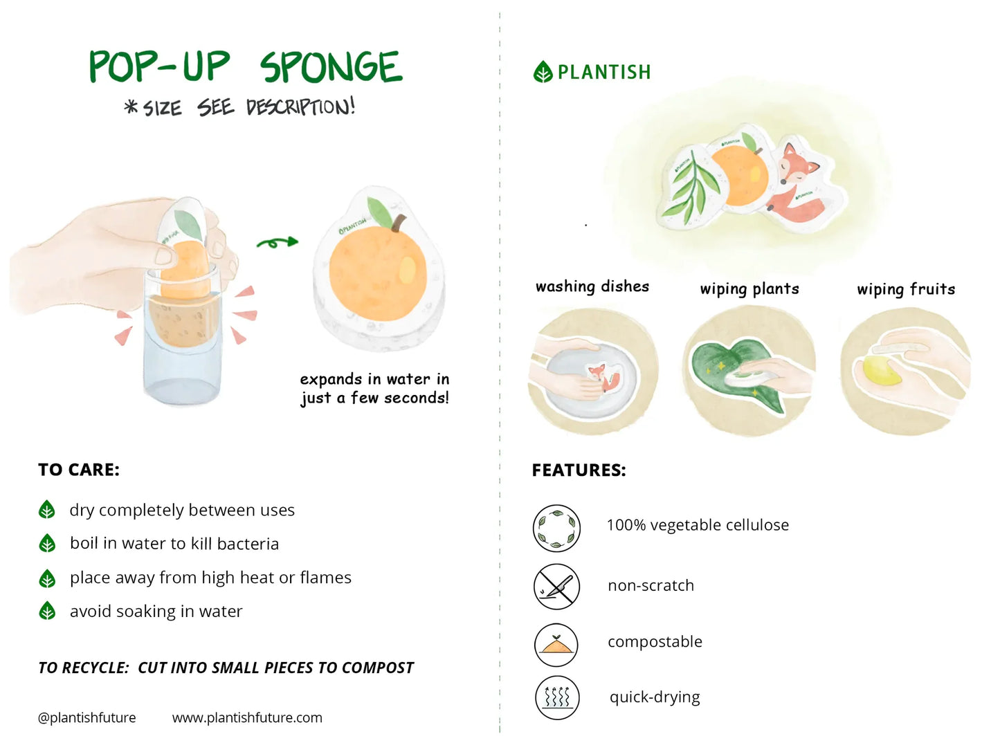 Orange Plastic-free Pop-up Sponge