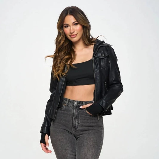 Girl Next Door Hooded Jacket - Black