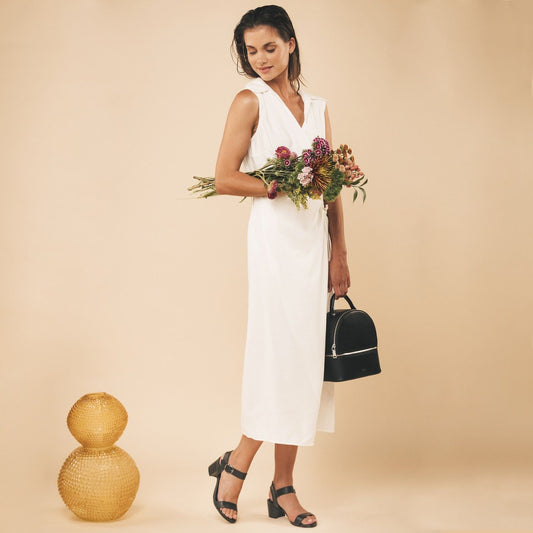 Zinnia Apple Leather Sandals - Black