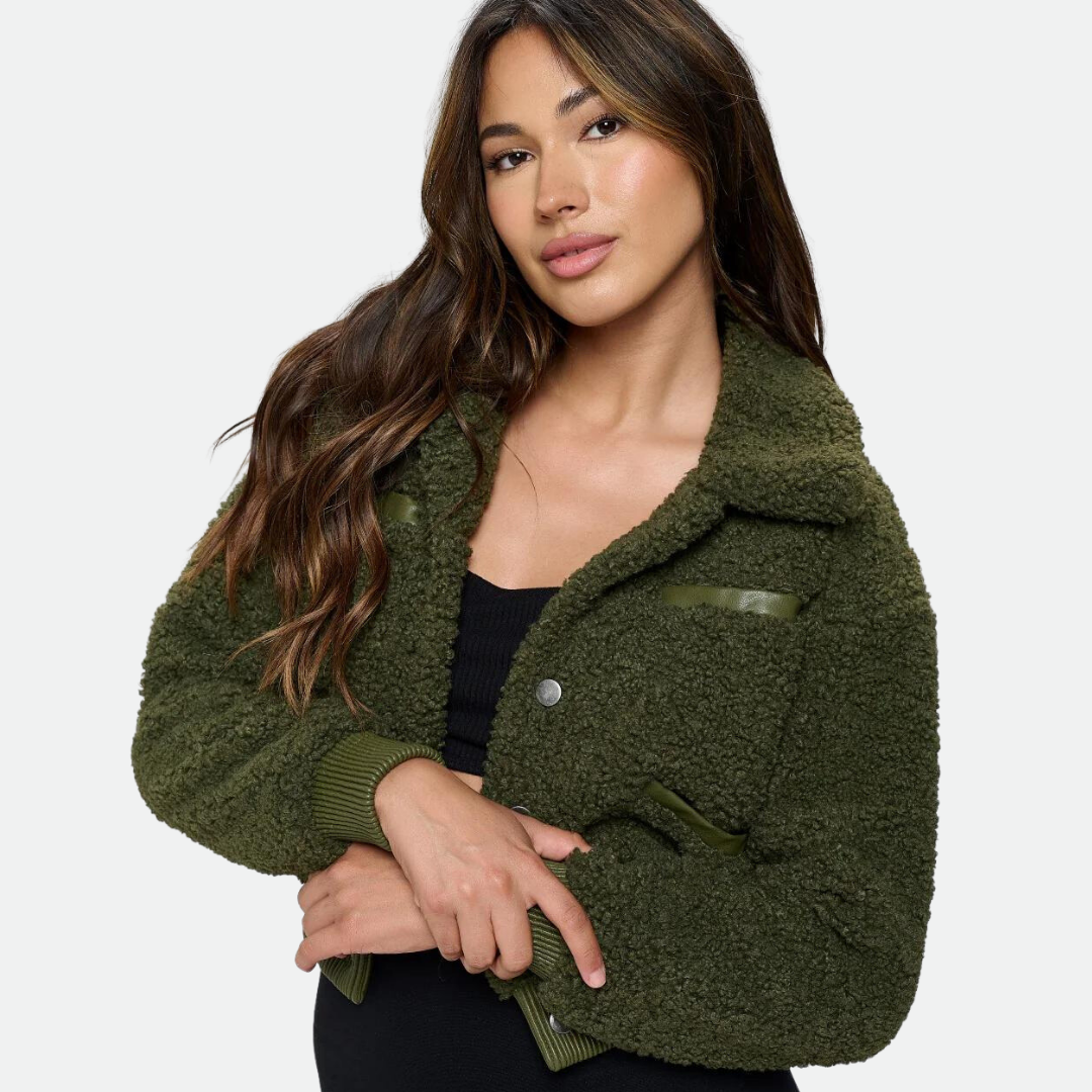 Army green teddy jacket best sale
