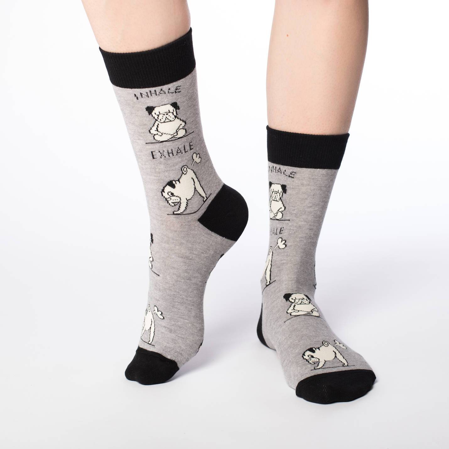 Yoga Pug Crew Socks - Women's 5-9