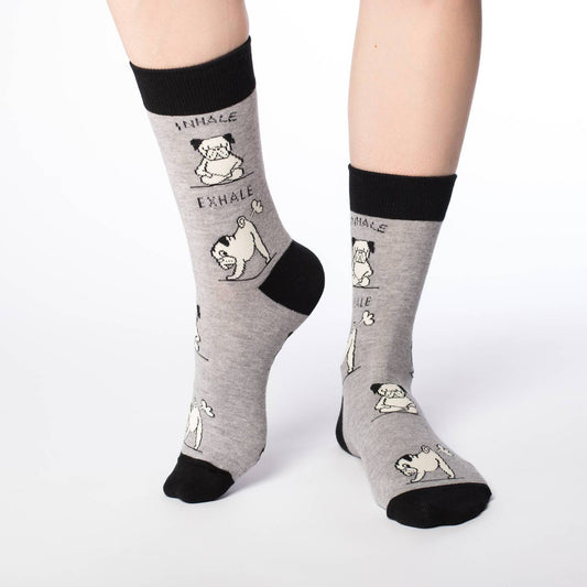 Yoga Pug Crew Socks - Women's 5-9