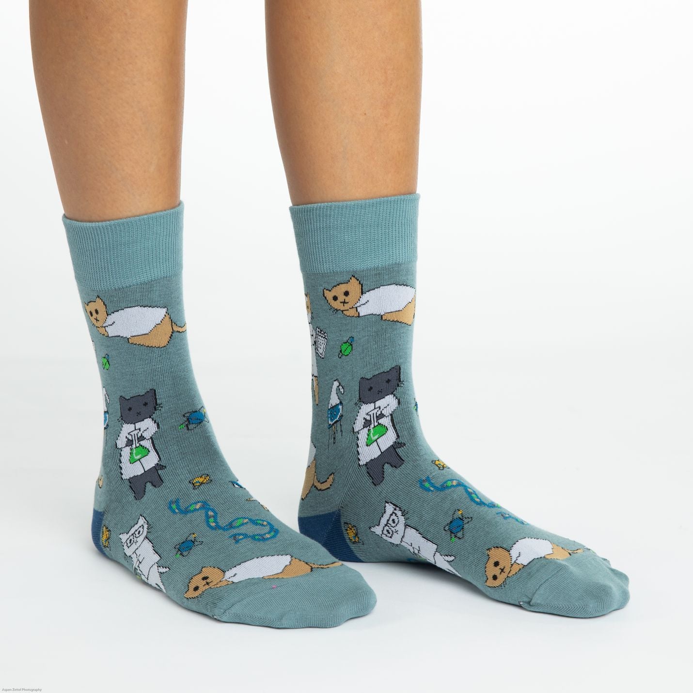 Science Cats Crew Socks - Women's 5-9
