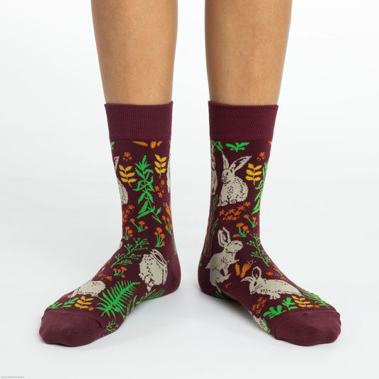Woodland Bunnies Crew Socks - Women's 5-9