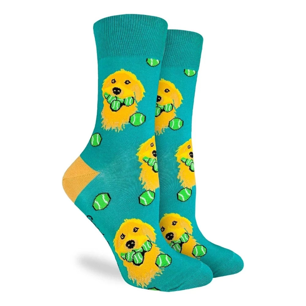 Golden Retriever with Tennis Balls Socks - Women's 5-9