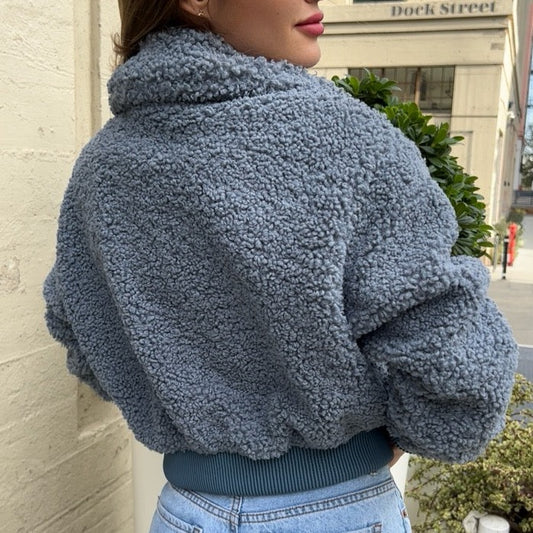 Teddy Bear Bomber Jacket - Blue