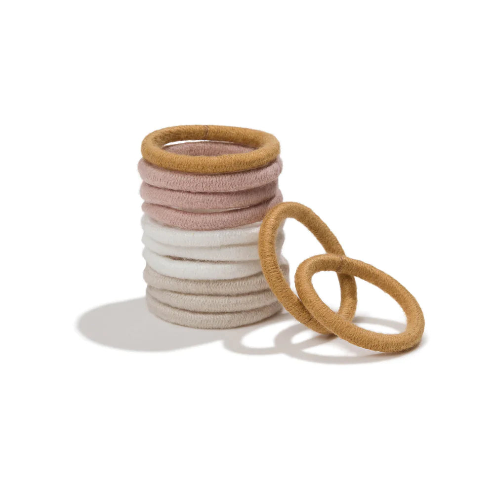 Plastic-Free Round Mini Hair Ties Golden Fibres 12 Pack