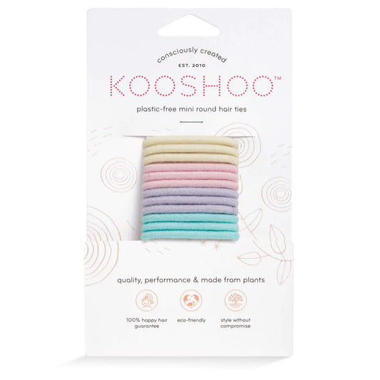 Plastic-Free Round Mini Hair Ties Pastel Blooms 12 Pack