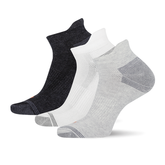 Repreve Hiker Cushioned Low Cut Tab Socks 3pk Grey Assorted