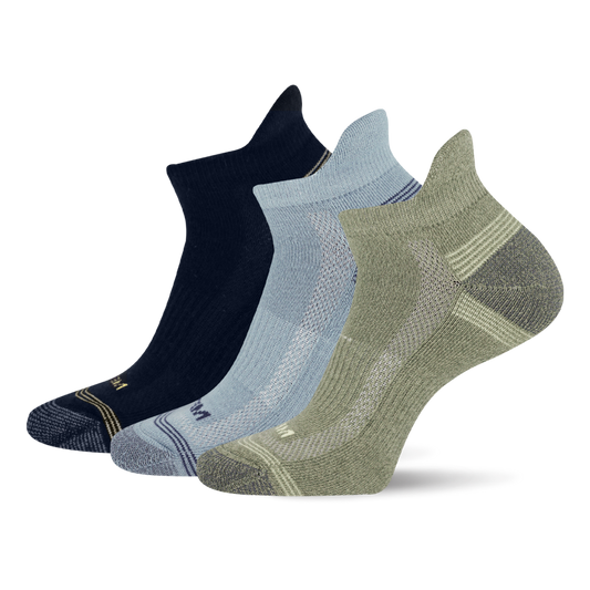 Repreve Hiker Cushioned Low Cut Tab Socks 3pk Olive Assorted