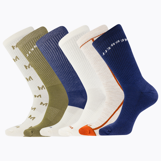 Recycled Cushioned Crew Sock 6pk Navy Assorted