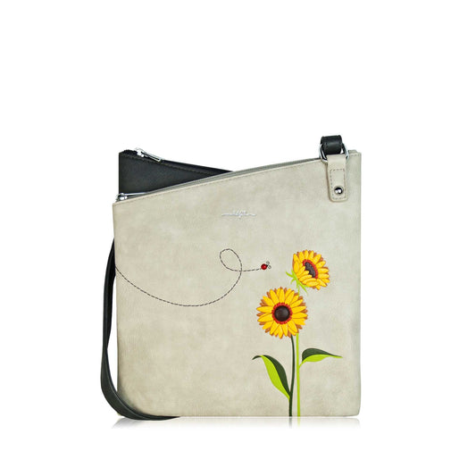 Sunflower Crossbody Messenger Bag - Grey