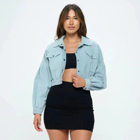 Bella Lightweight Crop Jacket - Blue