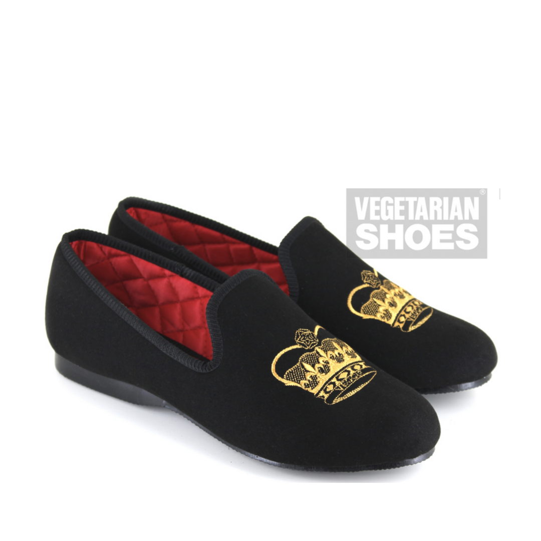 Vegan Slippers Crown Slipper Black by Vegetarian Shoes The Grinning Goat UK 5 Women s 7