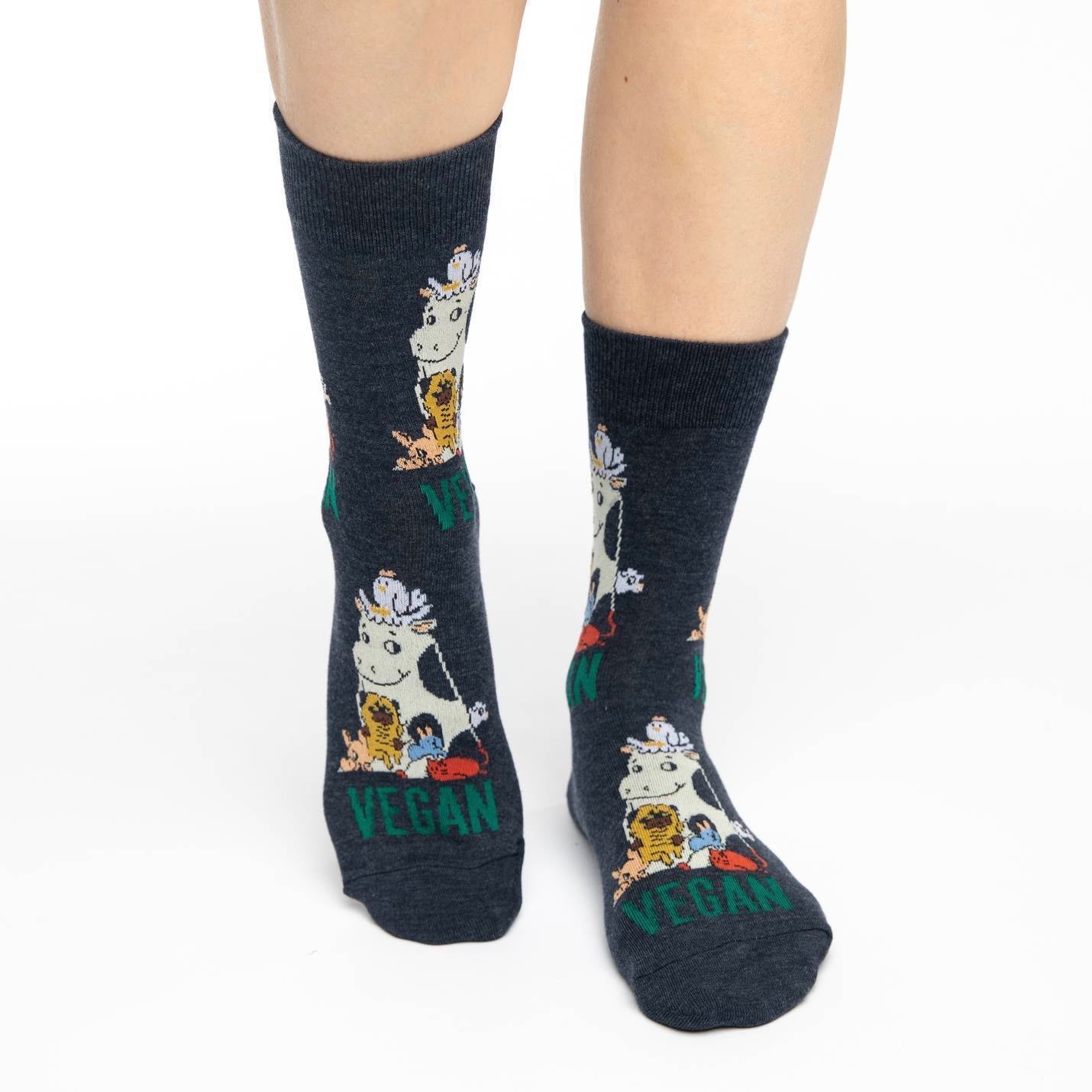 Vegan Crew Socks - Women's 5-9 - The Grinning Goat