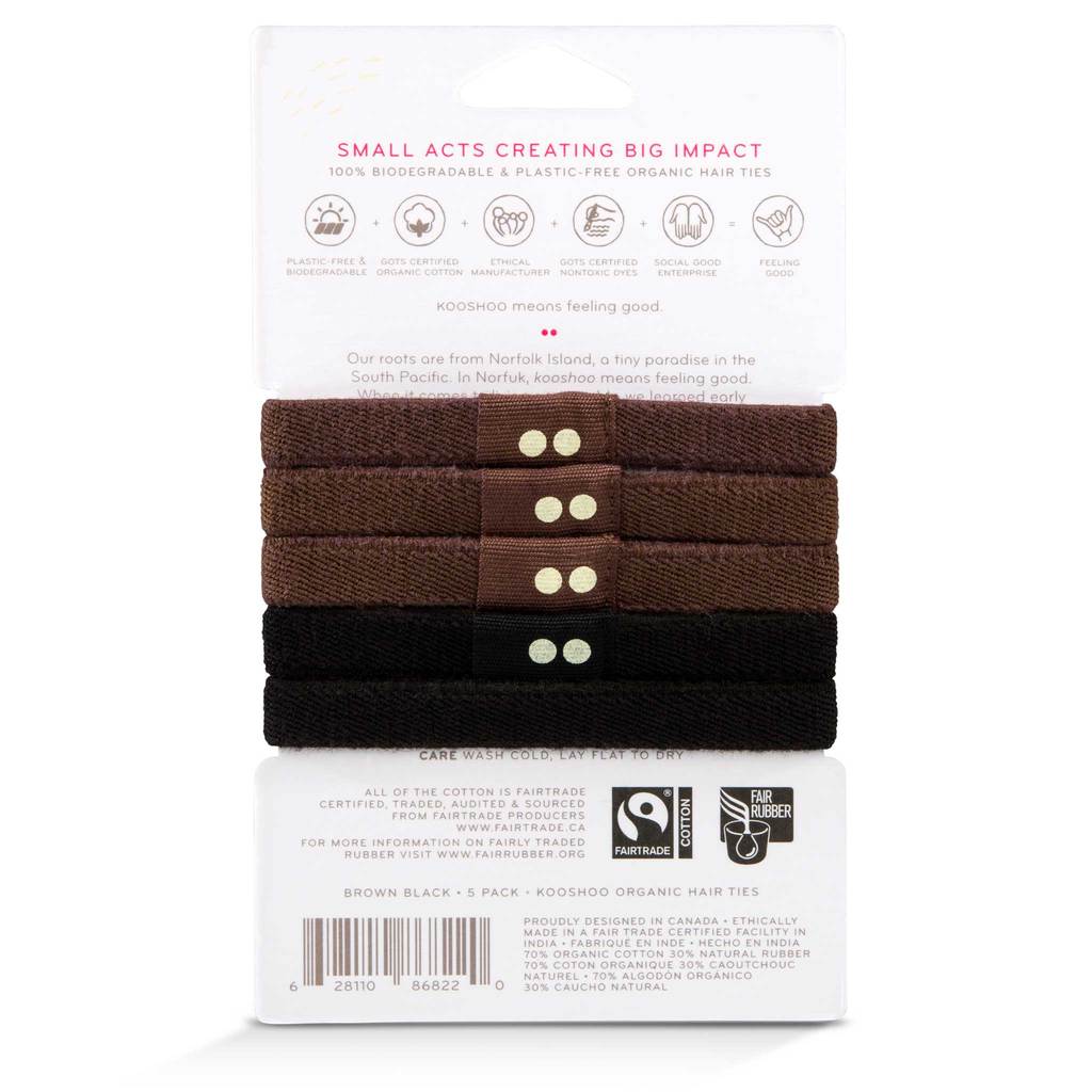 Organic Hair Ties - Black/Brown
