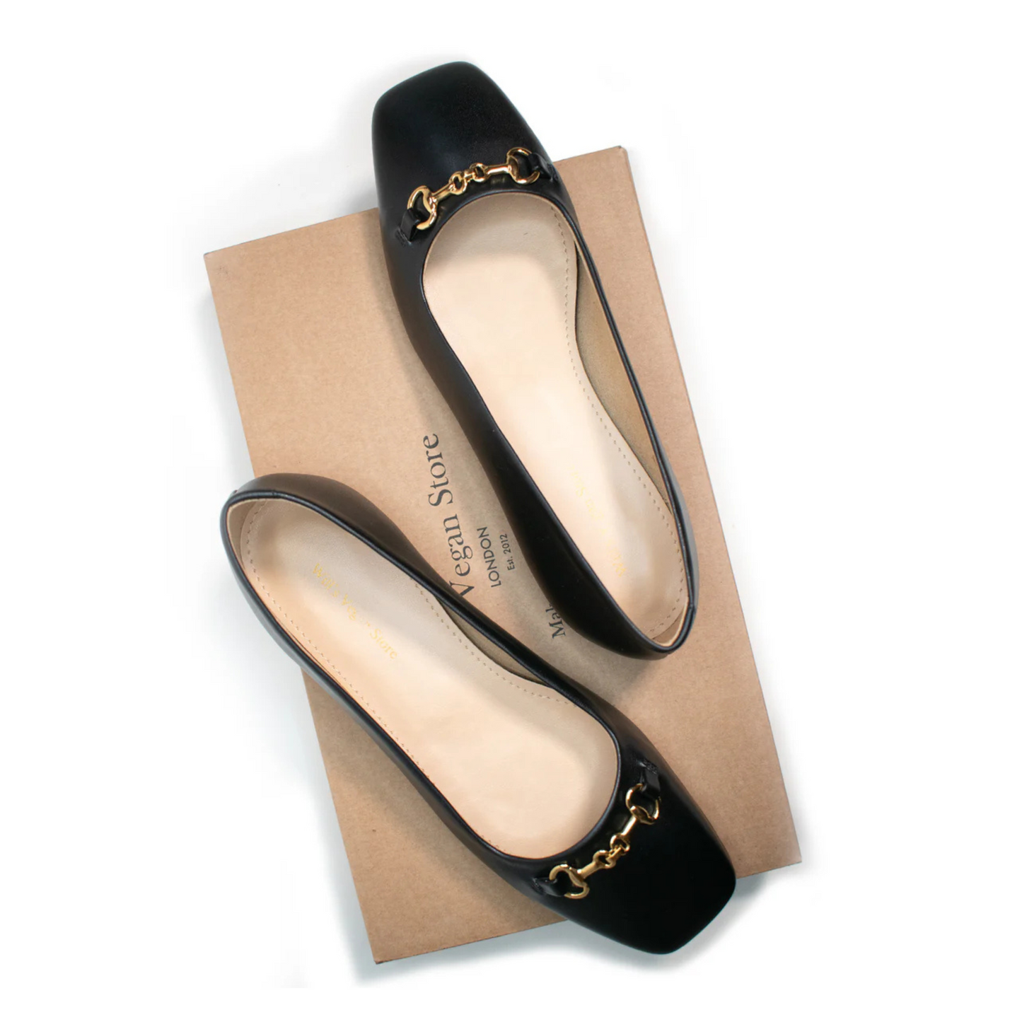 Square Toe Ballet Flats - Black