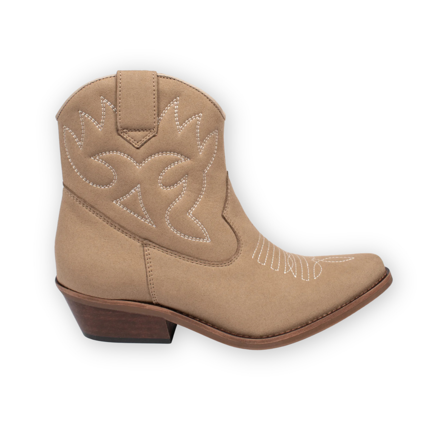 Women's Low Vegan Suede Western Boots - Sand