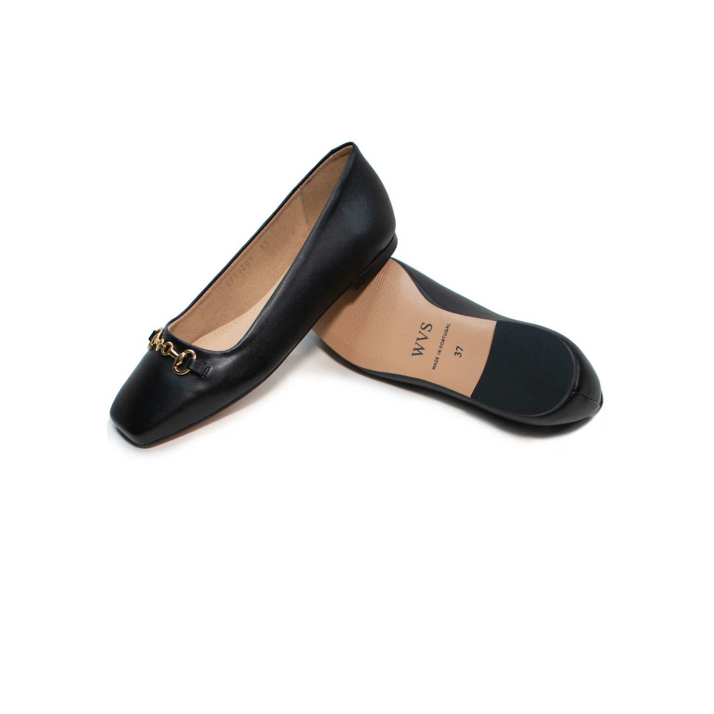 Square Toe Ballet Flats - Black