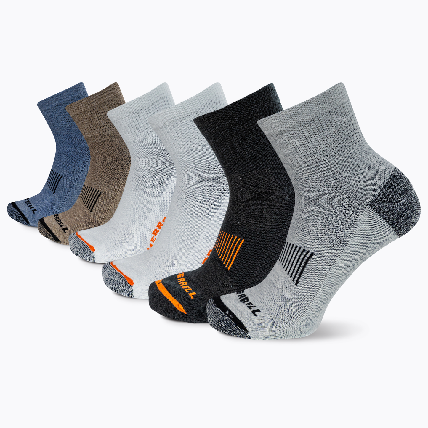 Recycled Cushioned Quarter Sock 6pk Grey Assorted