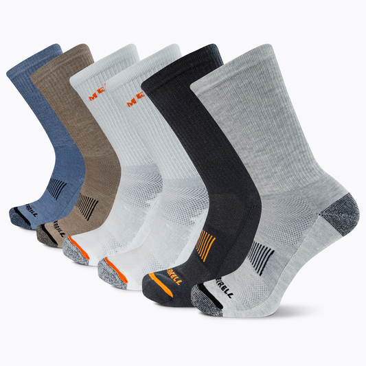 Recycled Cushioned Crew Sock 6pk Grey Assorted