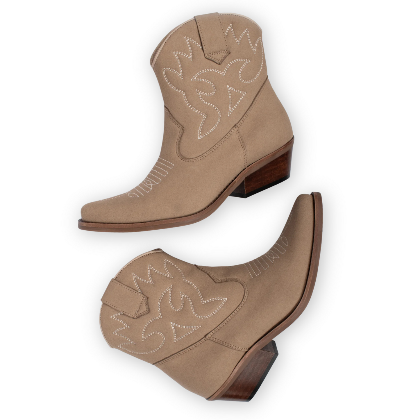 Women's Low Vegan Suede Western Boots - Sand