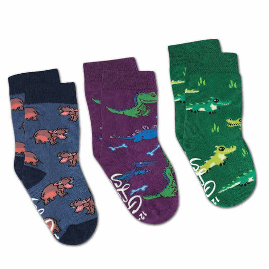 Hippopotamus, Crocodiles, and Dinosaurs Baby/Kids Socks 3pk