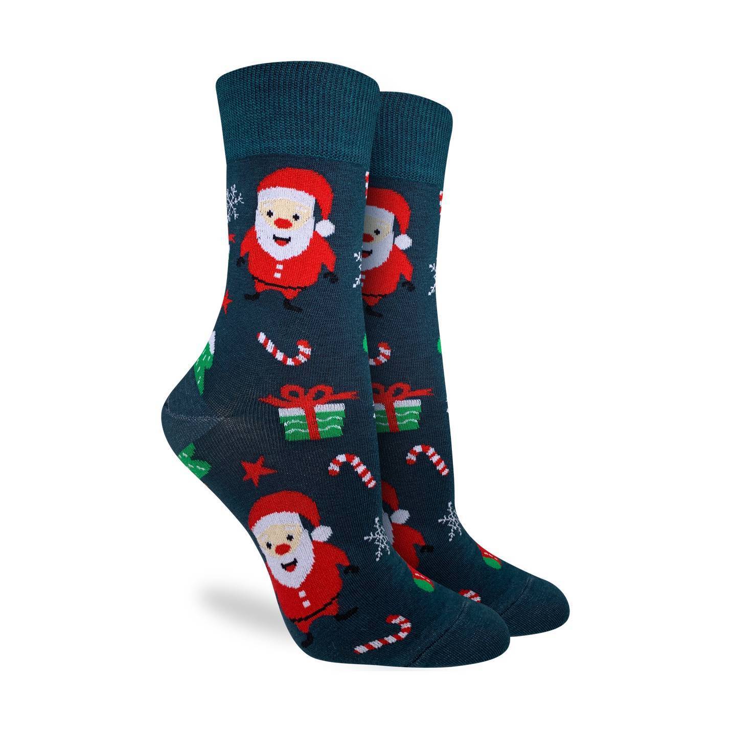 Santa and Rudolph Crew Socks - Women's 5-9