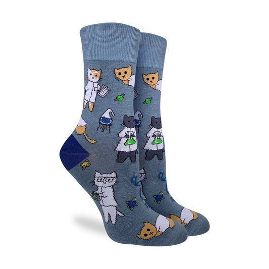 Science Cats Crew Socks - Women's 5-9