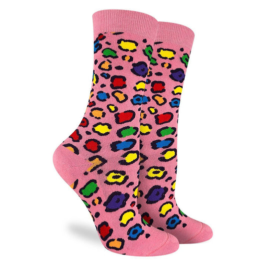 Leopard Rainbow Print Active Fit Socks - Women's 5-9