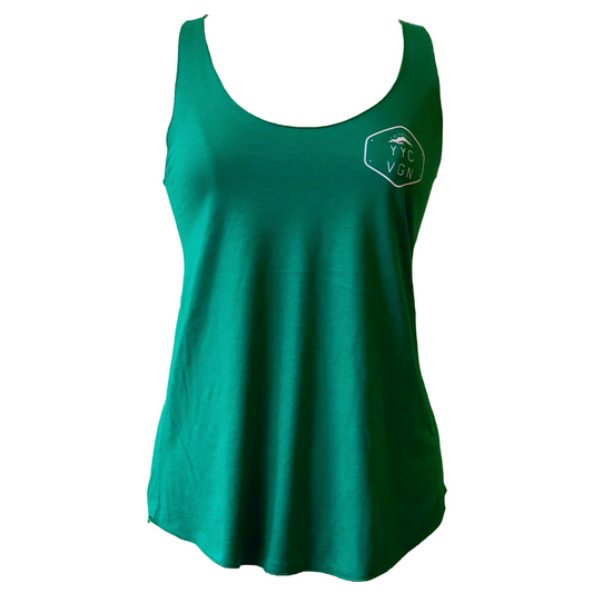 Calgary Vegan Ladies Racerback Tank Emerald - The Grinning Goat