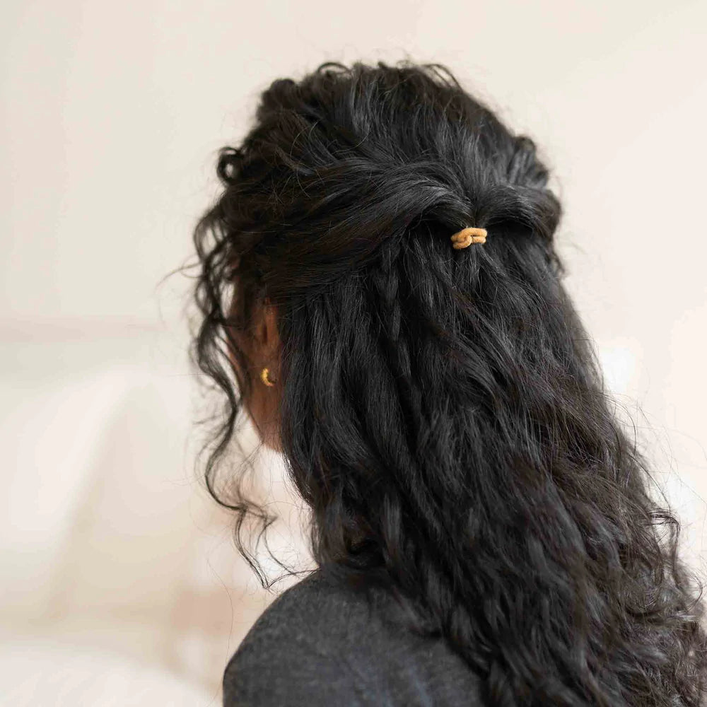 Plastic-Free Round Mini Hair Ties Golden Fibres 12 Pack