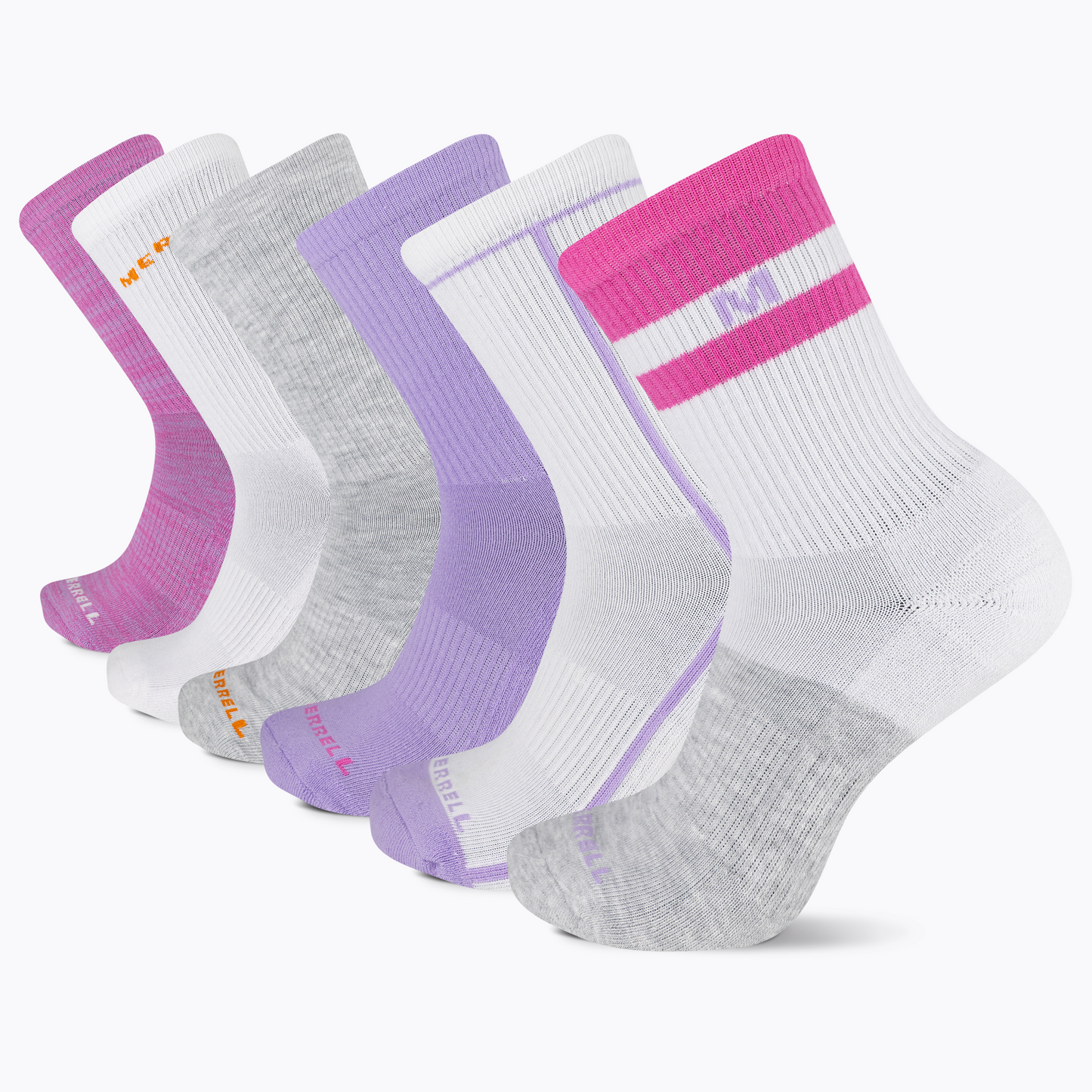 Recycled Cushioned Crew Sock 6pk Pink Assorted