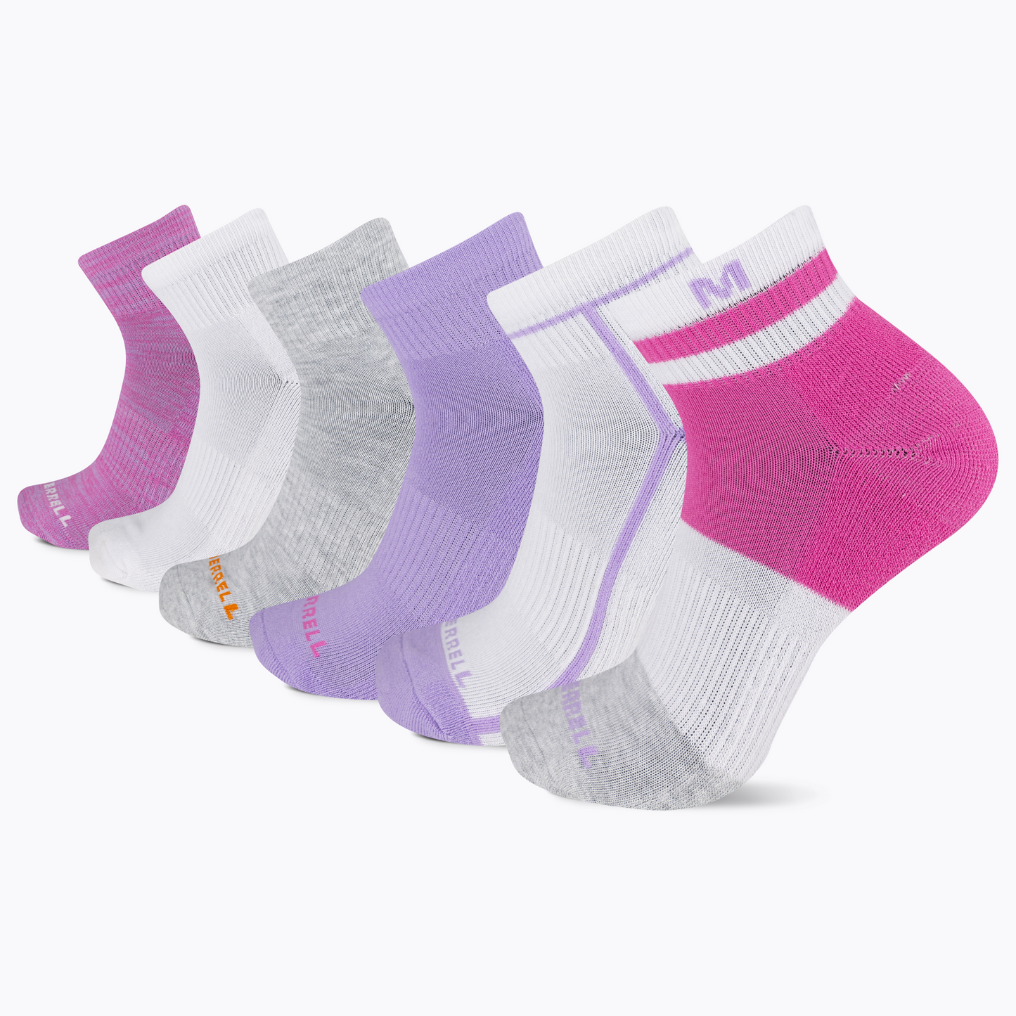 Recycled Cushioned Quarter Sock 6pk Pink Assorted