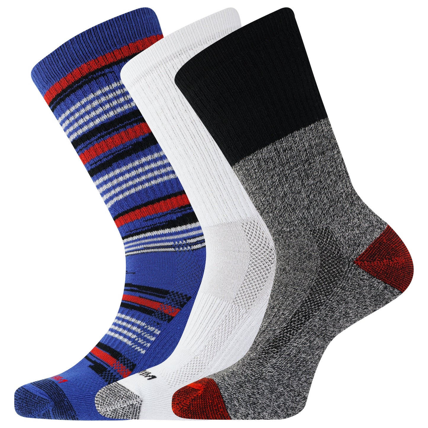 Repreve Recycled Everyday Crew Sock 3pk Red Assorted
