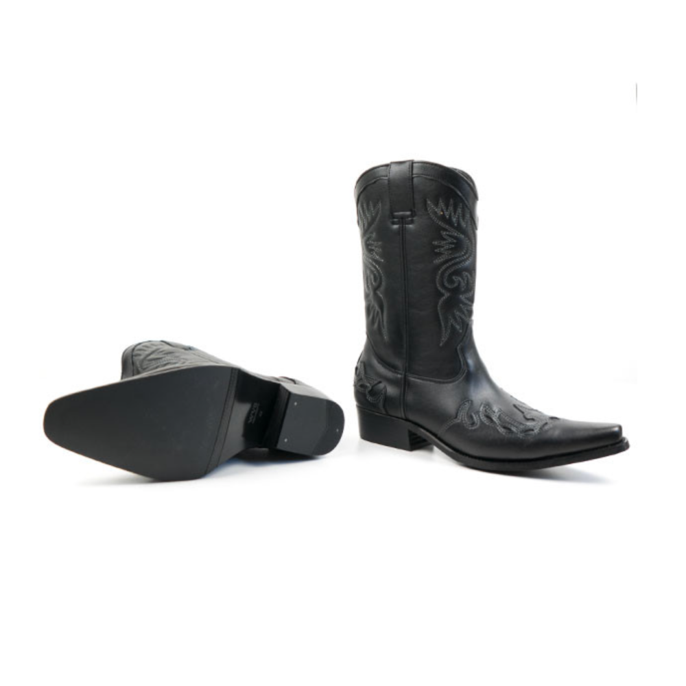 Men's Black Western Boots Vegan Leather Cowboy Boots – Will's