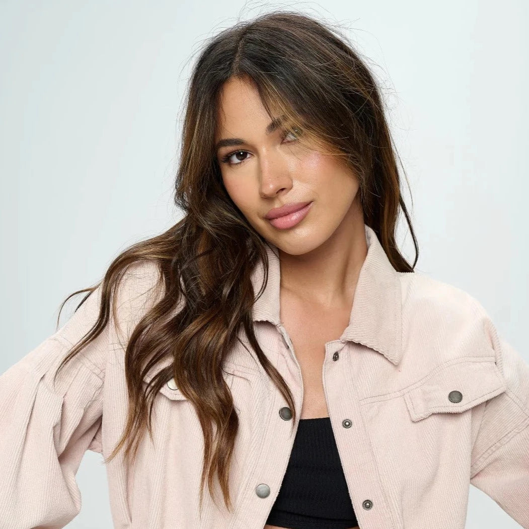 Bella Lightweight Crop Jacket Blush Pink Shop Vegan Outerwear at The Grinning Goat Vegan Boutique M