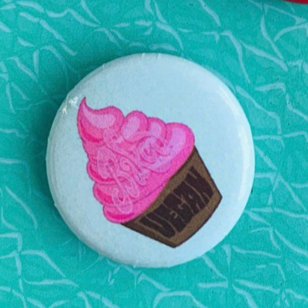 Pink Cupcake Button