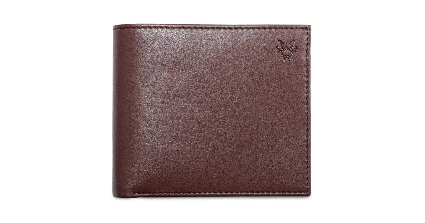 Bifold Vegan Corn Leather Wallet - Chestnut with Red