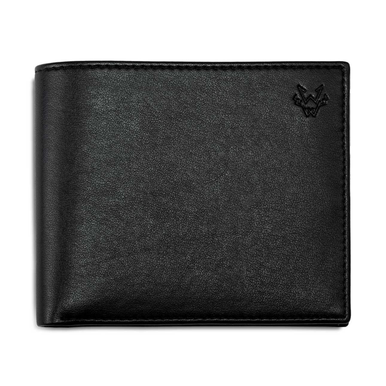 Bifold Vegan Corn Leather Wallet with Coin Pocket - Black with Red