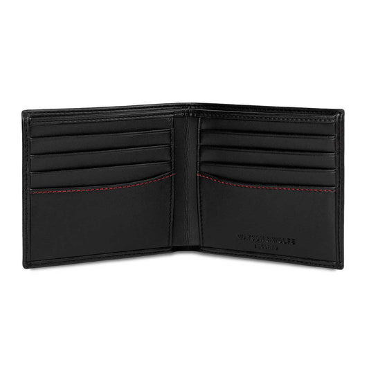 Bifold Vegan Corn Leather Wallet - Black with Red