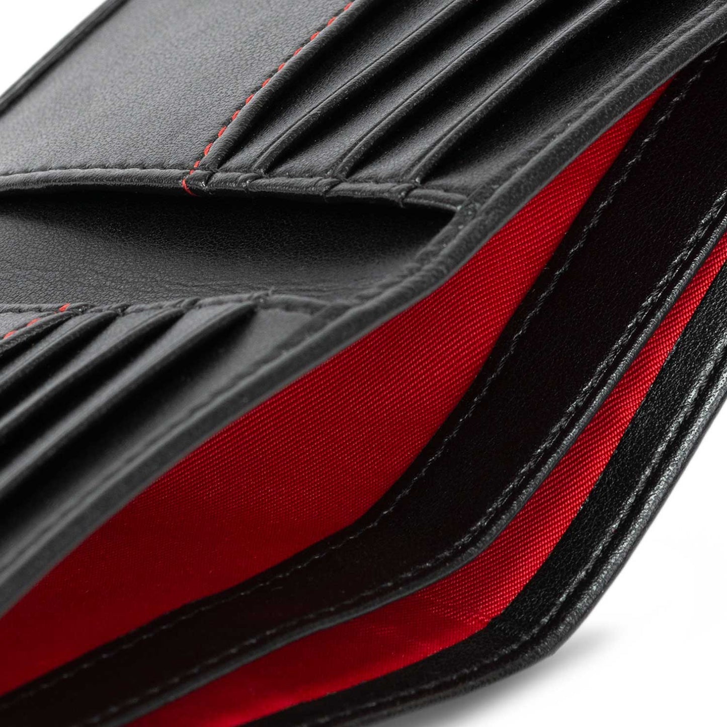 Bifold Vegan Corn Leather Wallet - Black with Red