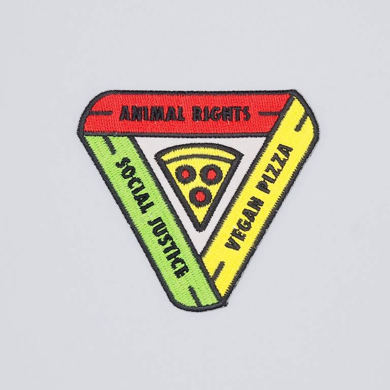 Animal Rights, Social Justice, Vegan Pizza Iron-On Patch - The Grinning Goat