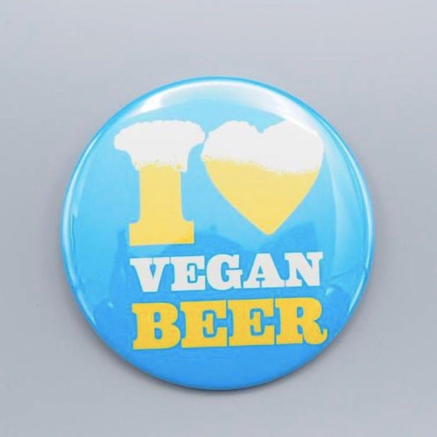3" I Heart Vegan Beer Magnet - The Grinning Goat
